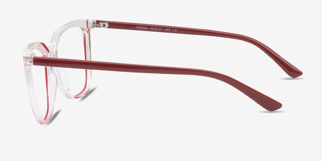 Farina Red Clear PlasticEyeglass Frames from EyeBuyDirect, Side View