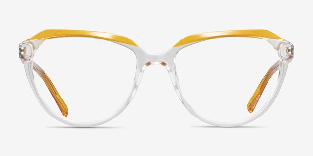 Graeme Clear Yellow PlastiqueMontures de lunettes de vue d'EyeBuyDirect, Vue de Face