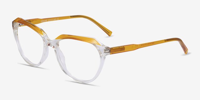 Graeme Clear Yellow PlastiqueMontures de lunettes de vue d'EyeBuyDirect, Vue d'Angle