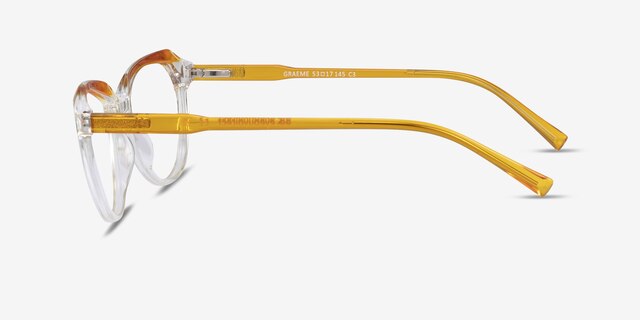 Graeme Clear Yellow PlastiqueMontures de lunettes de vue d'EyeBuyDirect, Vue de Côté