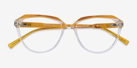 Graeme Clear Yellow Plastique Montures de lunettes de vue d'EyeBuyDirect, Vue Rapprochée