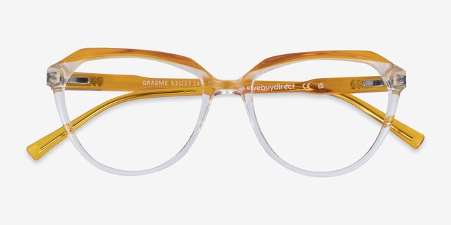 Graeme Clear Yellow PlastiqueMontures de lunettes de vue d'EyeBuyDirect, Vue Rapprochée