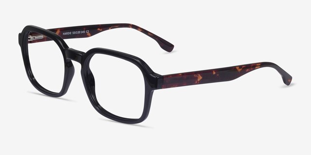 Hardie Noir PlastiqueMontures de lunettes de vue d'EyeBuyDirect, Vue d'Angle