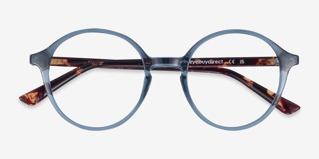 Malkin Bleu PlastiqueMontures de lunettes de vue d'EyeBuyDirect, Vue Rapprochée