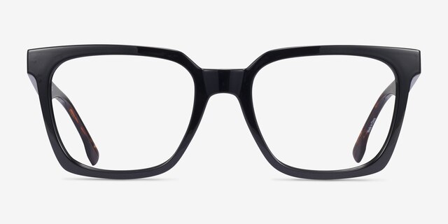 Fletcher Noir PlastiqueMontures de lunettes de vue d'EyeBuyDirect, Vue de Face