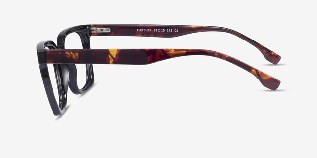 Fletcher Noir PlastiqueMontures de lunettes de vue d'EyeBuyDirect, Vue de Côté