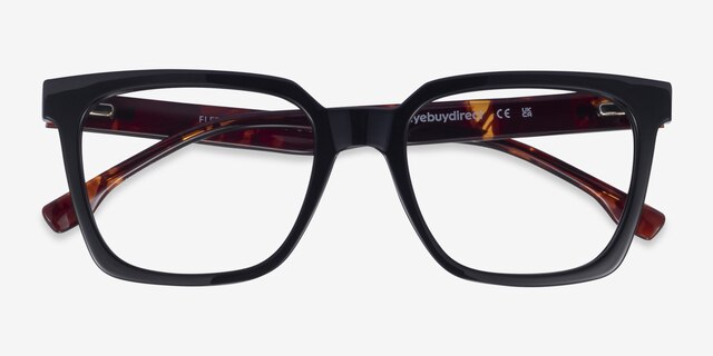 Fletcher Noir PlastiqueMontures de lunettes de vue d'EyeBuyDirect, Vue Rapprochée