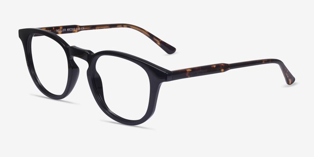 Muller Noir PlastiqueMontures de lunettes de vue d'EyeBuyDirect, Vue d'Angle