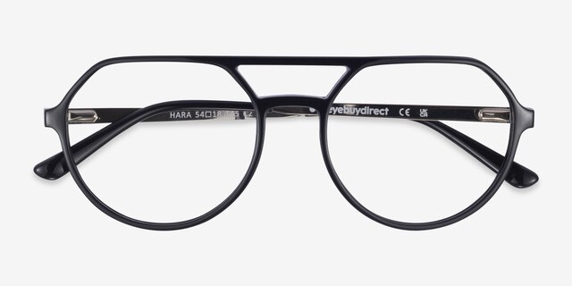 Hara Noir MétalMontures de lunettes de vue d'EyeBuyDirect, Vue Rapprochée