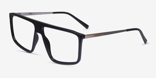 Solo Noir MétalMontures de lunettes de vue d'EyeBuyDirect, Vue d'Angle