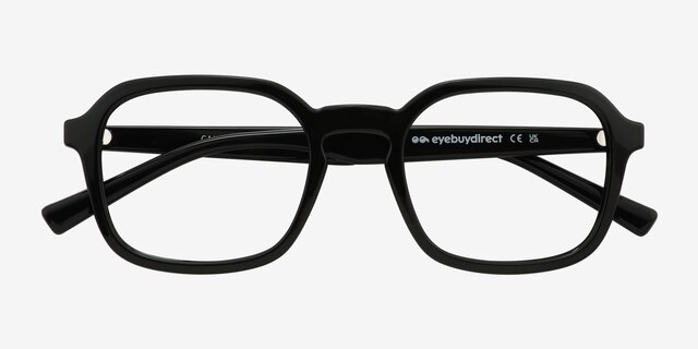 Calvo Noir PlastiqueMontures de lunettes de vue d'EyeBuyDirect, Vue Rapprochée
