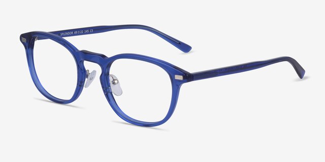 Splendor Blue AcetateEyeglass Frames from EyeBuyDirect, Angle View