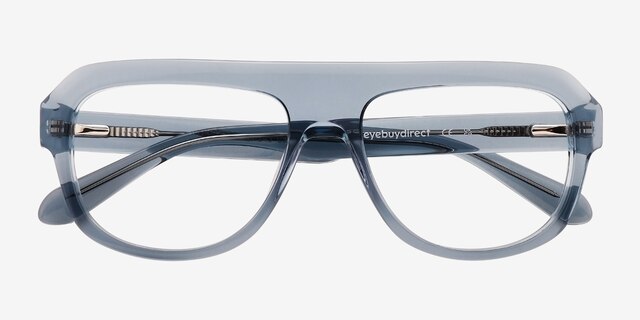Mystic Bleu AcétateMontures de lunettes de vue d'EyeBuyDirect, Vue Rapprochée