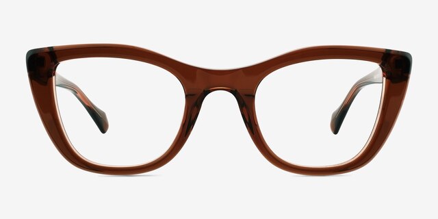 Odyssey Brun AcétateMontures de lunettes de vue d'EyeBuyDirect, Vue de Face
