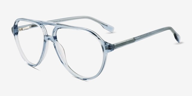 Verbena Blue AcetateEyeglass Frames from EyeBuyDirect, Angle View