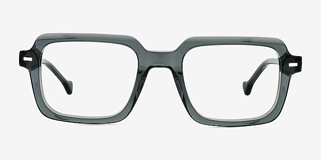 Quinlan Gris AcétateMontures de lunettes de vue d'EyeBuyDirect, Vue de Face