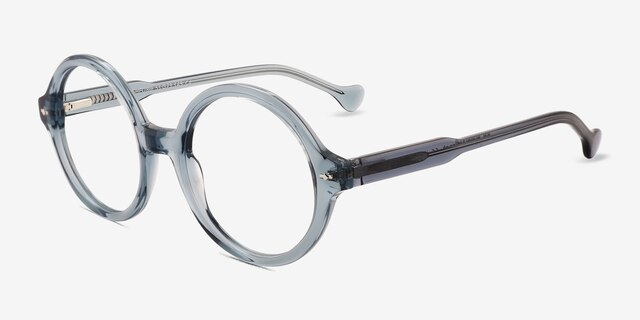 Ashford Bleu AcétateMontures de lunettes de vue d'EyeBuyDirect, Vue d'Angle