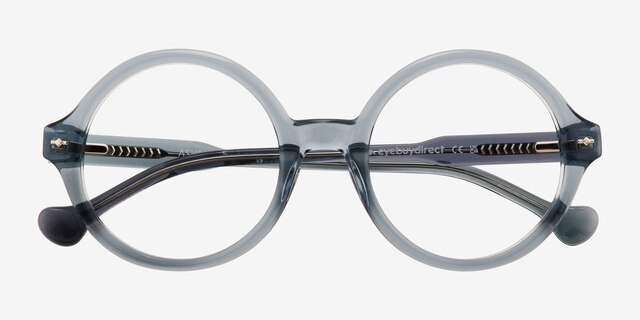 Ashford Bleu AcétateMontures de lunettes de vue d'EyeBuyDirect, Vue Rapprochée