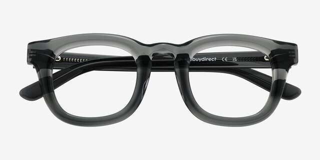 Harrington Gris AcétateMontures de lunettes de vue d'EyeBuyDirect, Vue Rapprochée