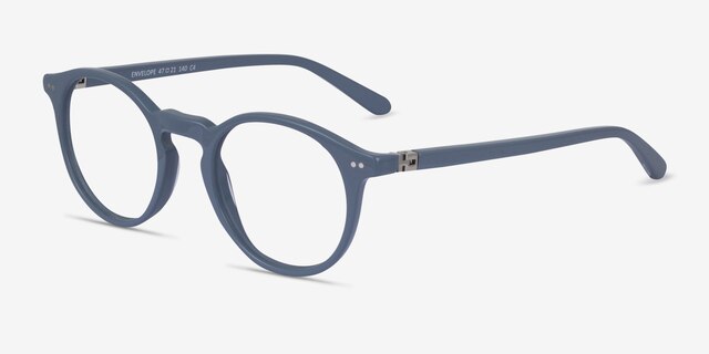 Envelope Blue AcetateEyeglass Frames from EyeBuyDirect, Angle View