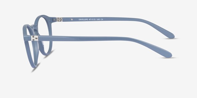 Envelope Blue AcetateEyeglass Frames from EyeBuyDirect, Side View
