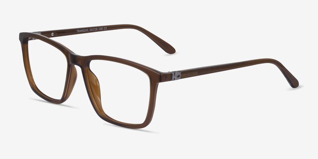 Tranquil Brown PlasticEyeglass Frames from EyeBuyDirect, Angle View