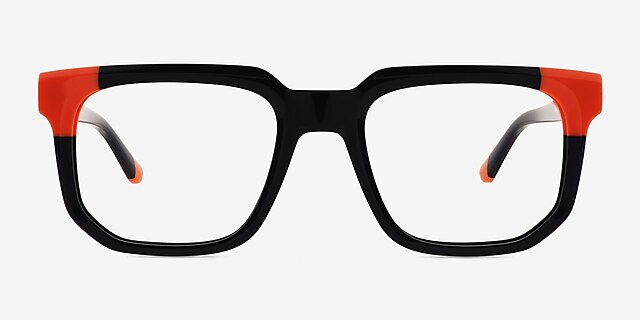 Nyx Black Orange AcétateMontures de lunettes de vue d'EyeBuyDirect, Vue de Face