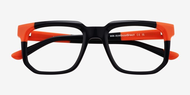Nyx Black Orange AcétateMontures de lunettes de vue d'EyeBuyDirect, Vue Rapprochée