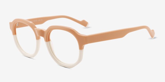 Vesper Pink White AcétateMontures de lunettes de vue d'EyeBuyDirect, Vue d'Angle
