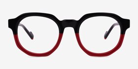 Vesper Black Red Acétate Montures de lunettes de vue d'EyeBuyDirect, Vue de Face