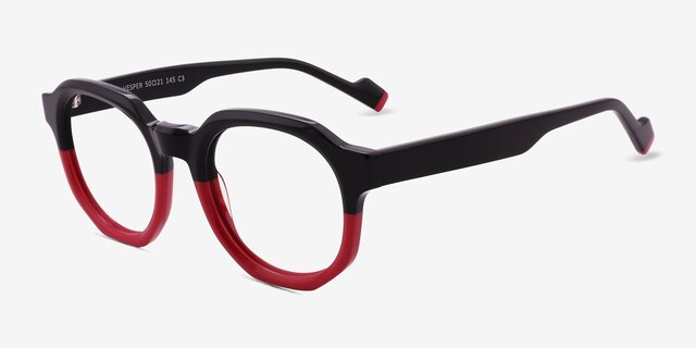 Vesper Black Red AcétateMontures de lunettes de vue d'EyeBuyDirect, Vue d'Angle