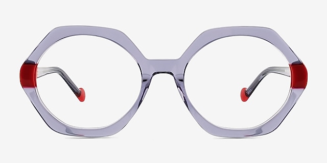 Cirius Violet AcétateMontures de lunettes de vue d'EyeBuyDirect, Vue de Face