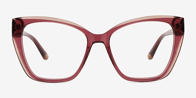 Elix Rouge AcétateMontures de lunettes de vue d'EyeBuyDirect, Vue de Face