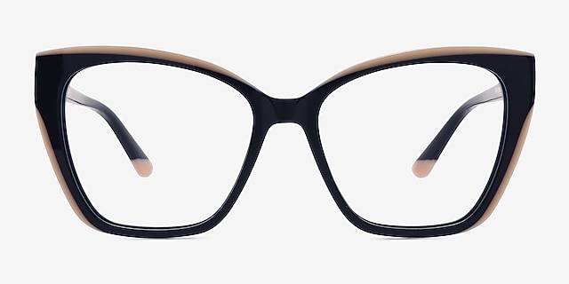 Elix Bleu marine AcétateMontures de lunettes de vue d'EyeBuyDirect, Vue de Face