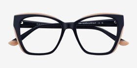 Elix Bleu marine  Acétate Montures de lunettes de vue d'EyeBuyDirect, Vue Rapprochée