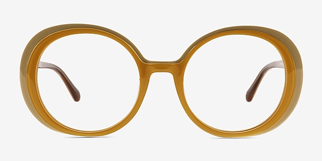 Riven Jaune AcétateMontures de lunettes de vue d'EyeBuyDirect, Vue de Face