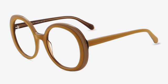 Riven Jaune AcétateMontures de lunettes de vue d'EyeBuyDirect, Vue d'Angle