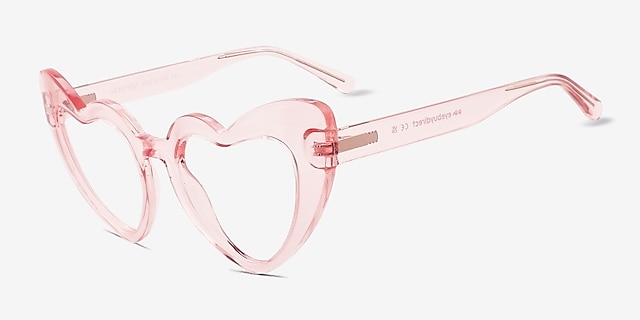 Heartfelt Pink PlasticEyeglass Frames from EyeBuyDirect, Angle View