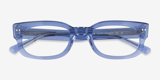 Gamechanger Bleu AcétateMontures de lunettes de vue d'EyeBuyDirect, Vue Rapprochée