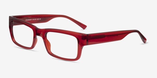 Visionary Red PlasticEyeglass Frames from EyeBuyDirect, Angle View
