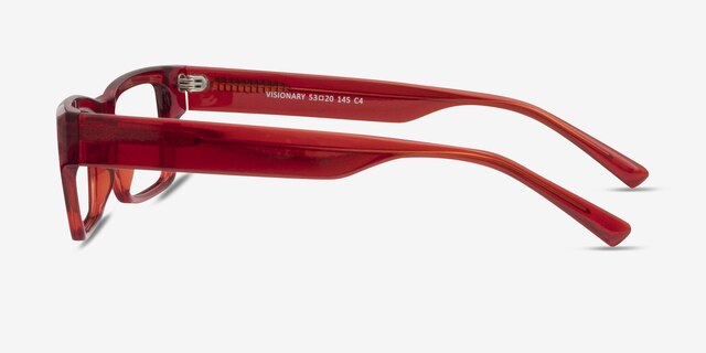 Visionary Red PlasticEyeglass Frames from EyeBuyDirect, Side View