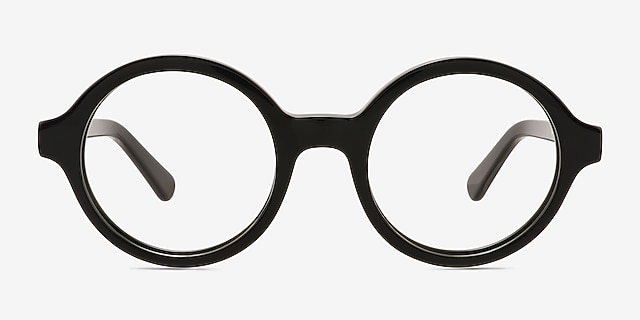 Groove Noir AcétateMontures de lunettes de vue d'EyeBuyDirect, Vue de Face