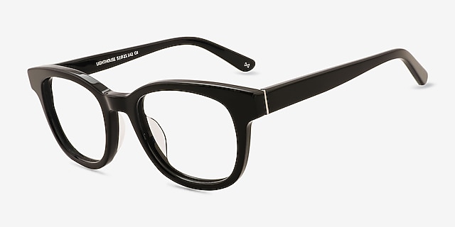Lighthouse Black AcetateEyeglass Frames from EyeBuyDirect, Angle View