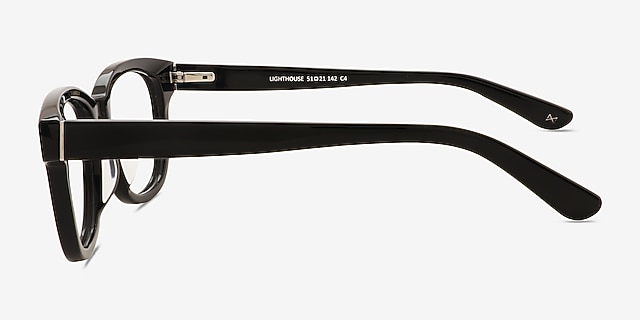 Lighthouse Black AcetateEyeglass Frames from EyeBuyDirect, Side View