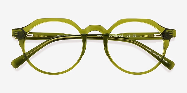 Monarda Clear Green Alternative MaterialsEyeglass Frames from EyeBuyDirect, Closed View