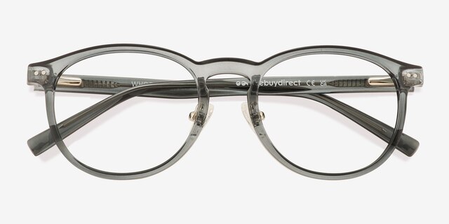 Whoosh Gray Green PlasticEyeglass Frames from EyeBuyDirect, Closed View