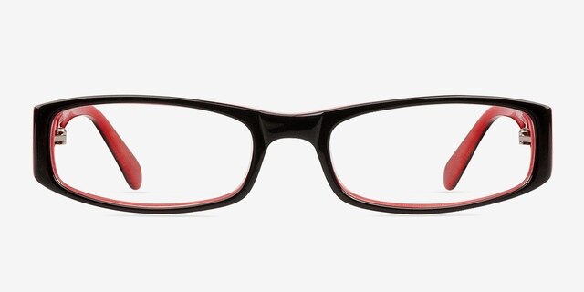 JA00038 Black & Red AcetateEyeglass Frames from EyeBuyDirect, Front View