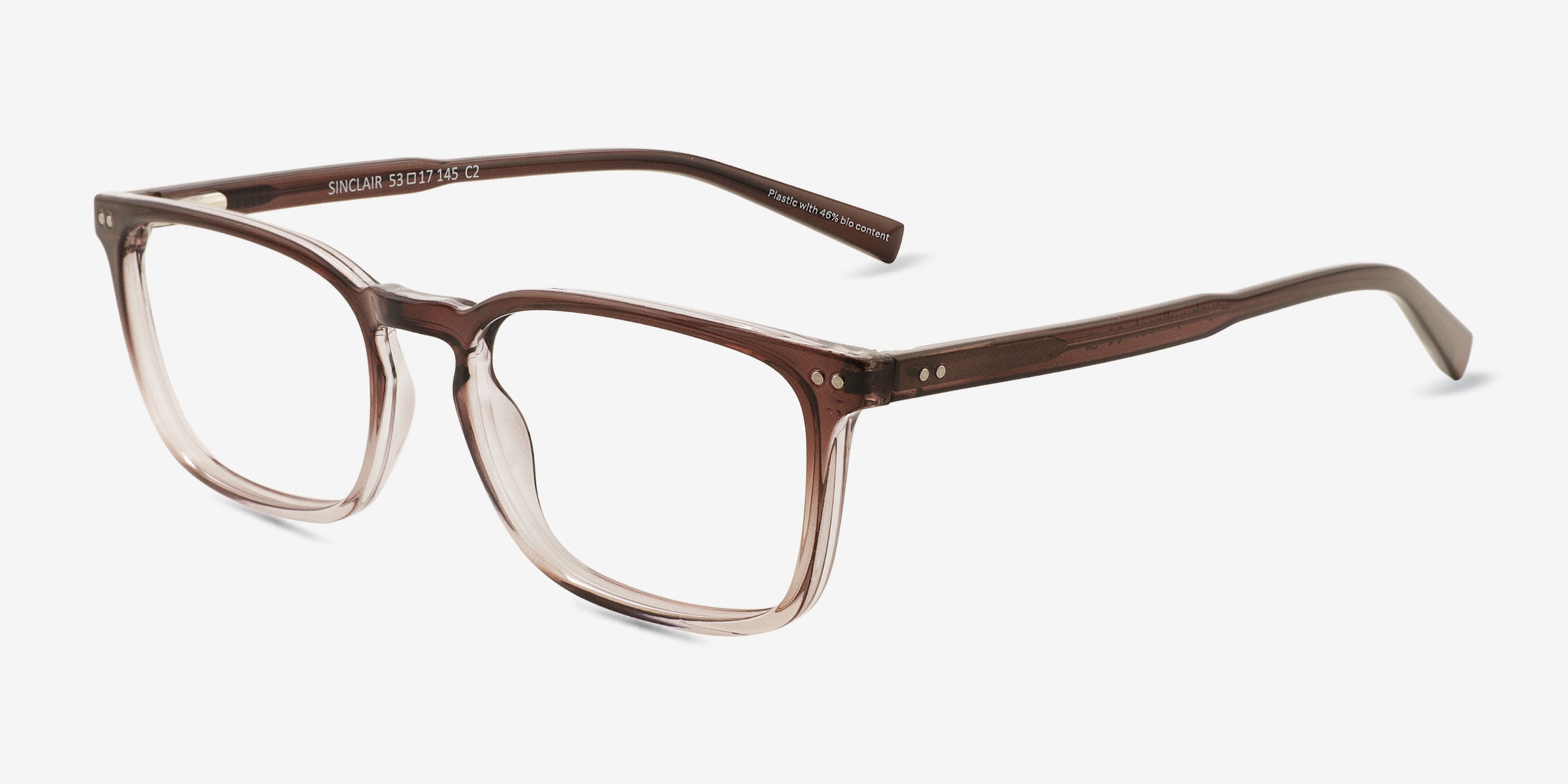 Sinclair Rectangle Gradient Gray Full Rim Eyeglasses | Eyebuydirect