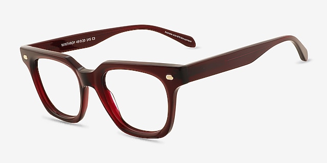 Winthrop Red Alternative MaterialsEyeglass Frames from EyeBuyDirect, Angle View