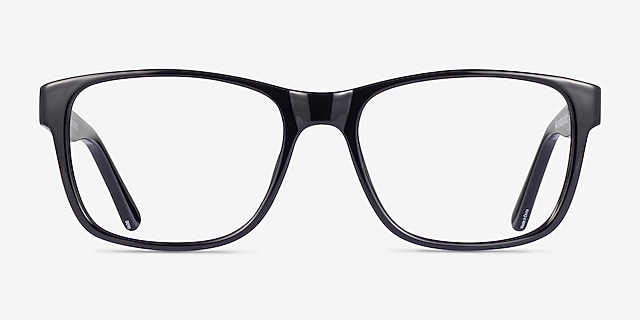 Aaron Black PlasticEyeglass Frames from EyeBuyDirect, Front View